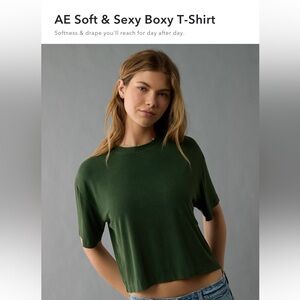 American Eagle Outfitters Soft & Sexy Boxy Tee in Forest Green